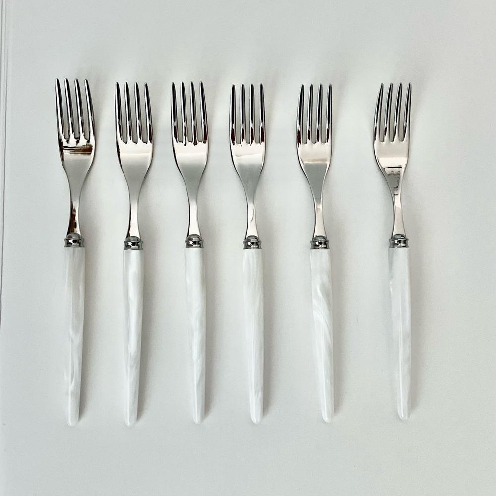 NWOT CAPDECO Elegant Tang White Dining Fork Set of 6